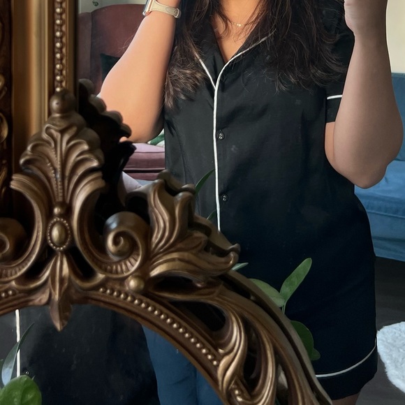 M&S Women’s Black Silk/Satin Pajamas Set Two-Piece Pj Sets Sleepwear Lou… - Picture 2 of 4